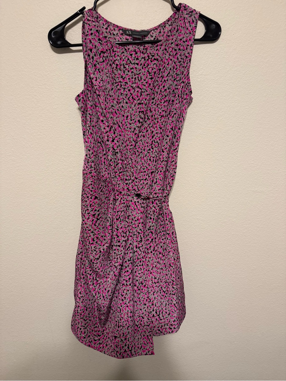 Armani Exchange Pink and Black Sleeveless Printed Casual Dress